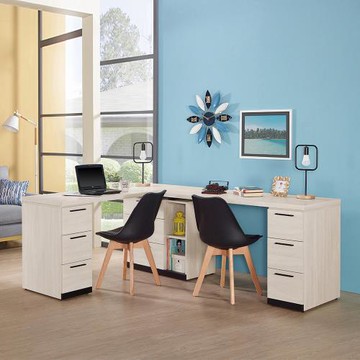 Boden-曼珊6.9尺多功能L型伸縮書桌/工作桌/雙人書桌/辦公桌(C款)