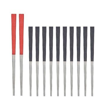 寶筷 316不鏽鋼 家庭組(12雙入) 27cm紅+23cm黑