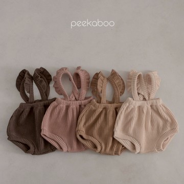 peekaboo 冬季針織荷葉邊吊帶褲【現貨+預購】寶寶短褲 燈籠褲 聖誕節 女寶吊帶褲 寶寶衣服 嬰兒短褲 韓國童裝