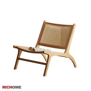【RICHOME】原木編織實木藤編單人沙發原木色
