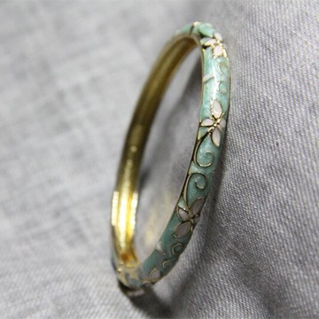 北京送朋友正品景泰藍手鐲女細時尚彩釉 橢圓形活口彈簧 四葉草