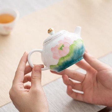 中國白釉下手繪陶瓷茶具套裝簡約過濾家用功夫茶具茶壺茶杯禮盒裝