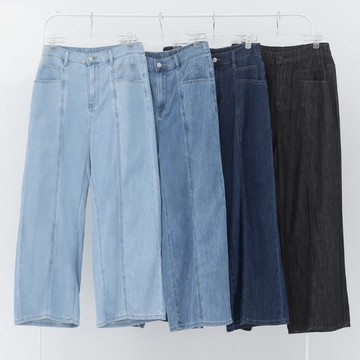 【PolyLulu】 標準型理想車線牛仔寬褲