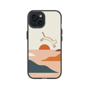 iPhone 15 Clear 酷墨灰 - ilovedoodle (Lim Heng Swee) - Cat Landscape - Rainbow 貓咪彩虹