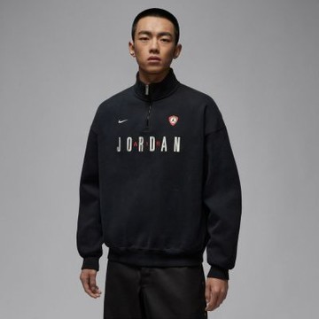 NIKE AS M J FLT GFX FLC QZ 男 長袖上衣 大學T 半開襟 黑-IF1817010