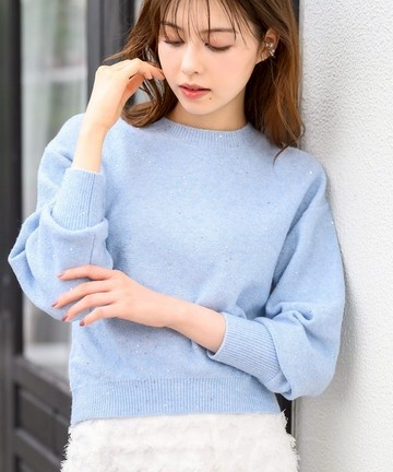 華彩亮片高領針織上衣(MM448303)