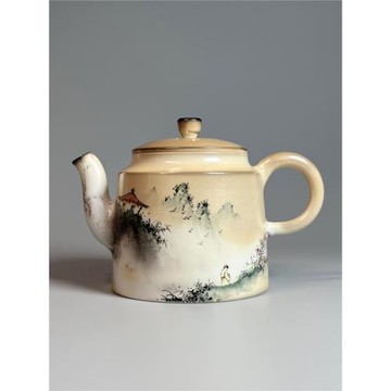 高端水墨柴燒山水手工茶壺禮盒孤品純手繪意境陶瓷茶具大中式商務