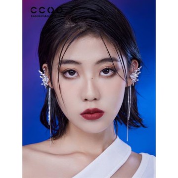 CC&OO原創設計紙蝶可拆卸流蘇耳夾女無耳洞氣質耳骨夾高級感耳飾