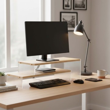 【螢幕增高架】- 雙層可調節款螢幕增高架 - 桌面收納 辦公美學