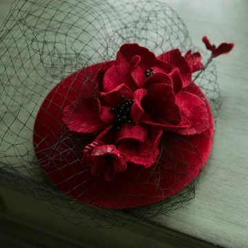 【巴黎精品】現貨+預購 禮帽宴會頭飾-新中式絲絨酒紅色優雅新娘晚宴女頭飾v1am17