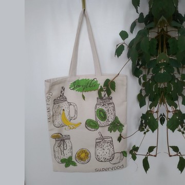 堅固的可重複使用米色手提袋，環保，帶口袋的棉帆布袋