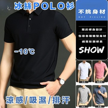 【台灣出貨 】冰絲POLO衫 涼感POLO 男 polo衫短袖 排汗 polo衫 素面 吸濕排汗 polo衫男