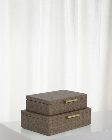 Tobacco Alligator Boxes, Set of 2