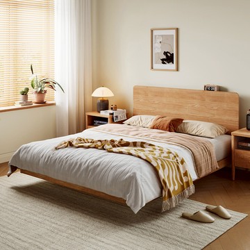 hoi!林氏木業空島原木色雙人150x190懸浮床架(無燈款) UV1A