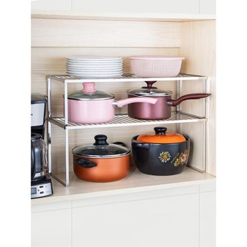 廚房櫥柜內收納分層置物架304不銹鋼隔板分層架多功能多層收納架