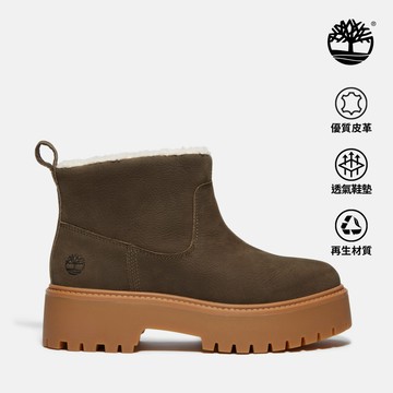 Timberland 女款深棕色Stone Street絨毛內裡厚底靴|A283GW01