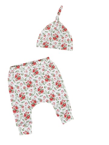 新生兒衣服 2 件套：嬰兒結帽子和褲子，尺寸 0-3 個月