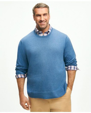 Brooks Brothers Men's Big & Tall Supima Cotton Crewneck Sweater | Dark Blue Heather | Size 3X