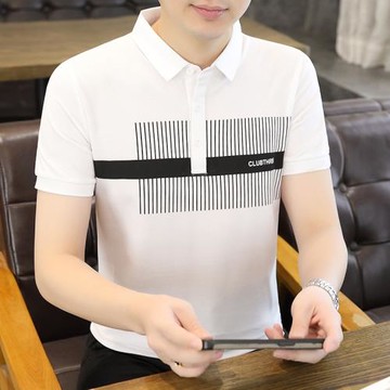 男士短袖t恤2025新款翻領丅恤青年刺繡春夏季修身POLO衫潮流體桖