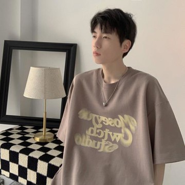 港風t恤男夏季潮流簡約字母印花短袖休閑運動半袖體恤青少年上衣