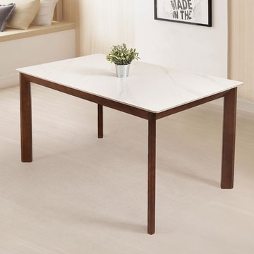 Homelike 喜家居140cm白岩板實木胡桃餐桌(2316)-140x80x76cm