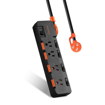 PowerSync 5開4插防雷防塵大間距延長線/黑色/1.8m(TR54D018)