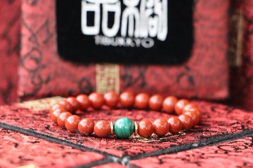 原礦天然南紅瑪瑙手珠 6mm 柿子紅 滿色滿肉 孔雀石隔珠 佛珠念珠