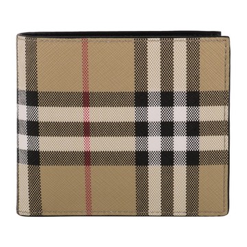 BURBERRY 巴寶莉   防刮PVC大格紋８卡對開短夾(卡其)