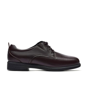 Clarks 三明治-Layer Step男款真皮素面德比鞋(深棕色) CLM87327D