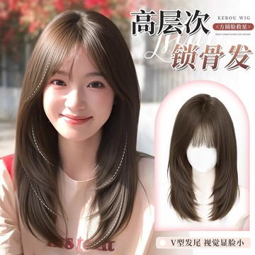 免運🔮不用戴髮網假髮女免髮網高層次鎖骨發整頂自然蓬鬆輕薄減齡補發片假髮 假髮女整頂 長髮假髮 透氧蠶絲不悶熱 假髮片