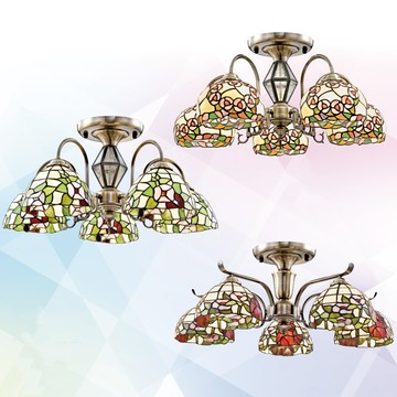 第凡內玻璃半吸頂燈 A03–47–0861、0862、0863、0864、0865