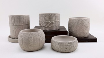 織物系列-5款套組/水泥盆/適合-塊根/多肉植物/仙人掌/苔球