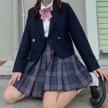 jk西服外套女秋季日系百搭基礎款短款學生制服長袖紺色小西裝上衣