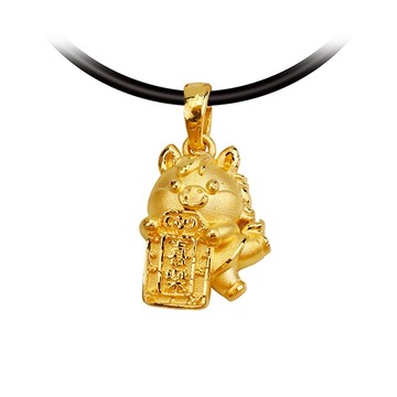 福馬喜臨-馬年黃金墜子-生肖馬墜子