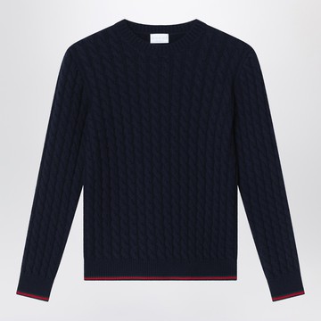 Blue cable-knit wool sweater