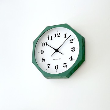 KATOMOKU muku clock 12 八邊形 綠色 (km-97GR8) 掛鐘 日本製