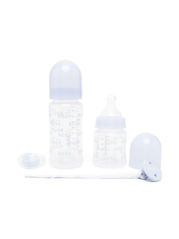 BOSS Kidswear - logo-print bottle set - kids - Polyethylene/Silicone - One Size - Blue