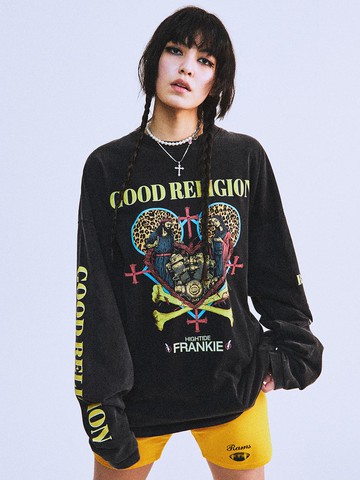 Oversized Vintage Cotton Long Sleeve Shirt [Black]