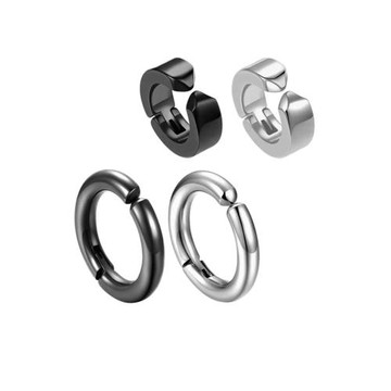 無耳洞素圈耳夾耳環男生鈦鋼金屬銀色圓環圓圈免打孔耳骨夾耳扣女