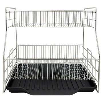 HI LINE Flat 立式不鏽鋼餐具瀝水架 41.5x30.5x37公分 黑色  2層  1個
