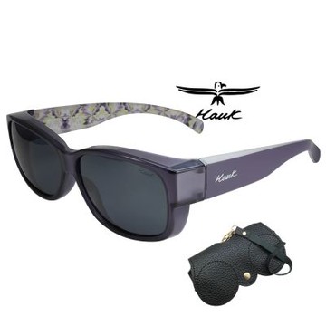 【Hawk 浩客】專業偏光套鏡 高質感外掛偏光太陽眼鏡 HK1004-10A 芋紫框面深灰偏光 公司貨(加贈掛式眼鏡袋)