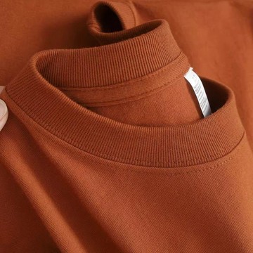 顯白焦糖色 450g重磅純棉厚實不透短袖t恤夏季寬鬆男女打底衫 夏季純棉短袖T恤 男女同款重磅短袖上衣 8H