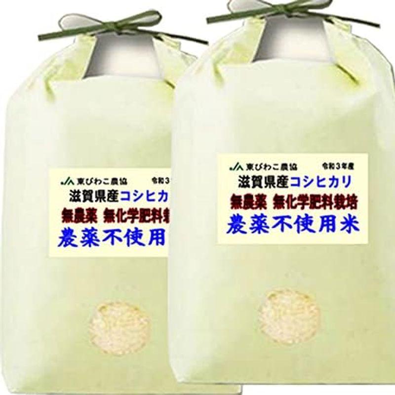 令和4年産 農薬不使用米 滋賀県産 コシヒカリ 10kg (5kg×2) 無農薬   無化学肥料栽培米 (5分づき（精米後約4.75kg×2