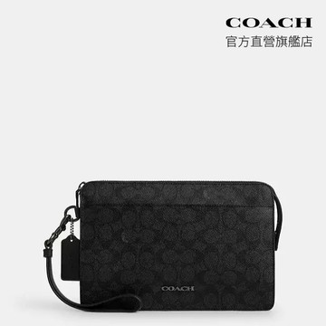 【COACH】經典LOGO拉鍊手拿包-QB/炭黑色/黑色(CW168)｜官方直營