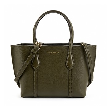 TORY BURCH PERRY 荔枝紋皮革手提/斜背兩用托特包(迷你/黛櫟)