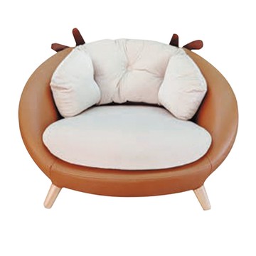 文創集 凱雪兒童皮革&棉麻布沙發椅-75x75x51cm免組