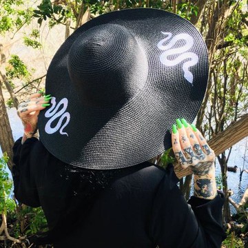 暗黑哥特風蛇蝎美人刺繡女巫寬沿帽遮陽帽occult帽