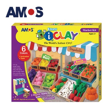 韓國AMOS 6色蔬菜水果攤DIY超輕黏土(台灣總代理公司貨)