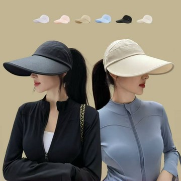 現貨-ins風露思同款防曬帽女夏季空頂遮陽帽戶外網紅太陽帽可紮馬尾