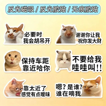 免運🌸桃園出貨🌸新款meme貓咪搞笑個性文字車貼表情包創意磁吸裝飾防水車窗 防水貼紙 行李箱貼紙 安全帽貼紙 機車貼紙